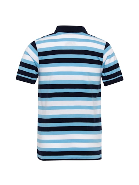 Boy's Super Combed Cotton Rich Striped Half Sleeve Polo T-Shirt - Blue Stripe