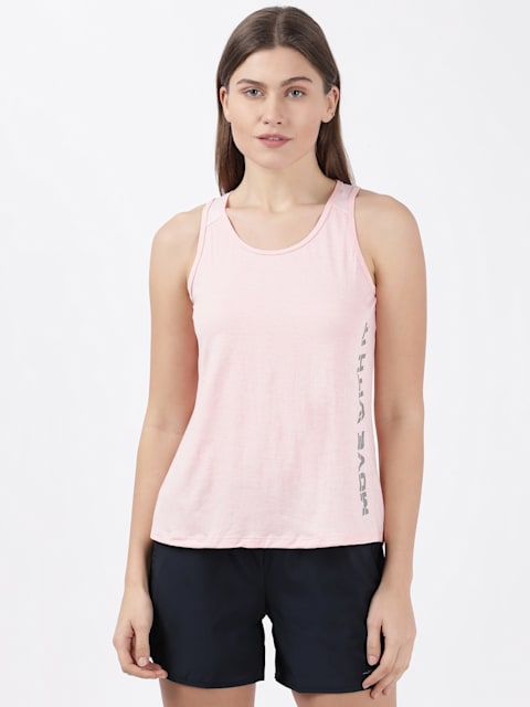 Women's Microfiber Fabric Graphic Printed Tank Top With Breathable Mesh And Stay Dry Treatment - Almond Blossom