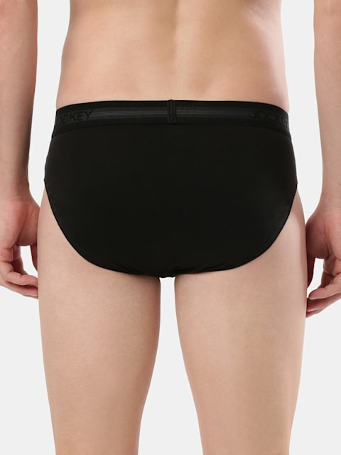 Men's Super Combed Cotton Solid Brief with Stay Fresh Properties - Black