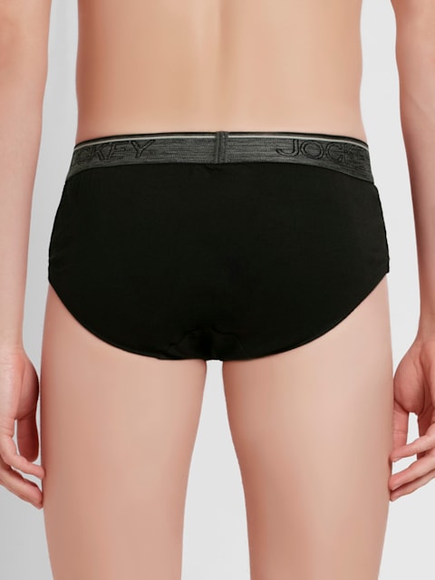 Men's Super Combed Cotton Solid Brief with Ultrasoft Waistband - Black(Pack of 2)