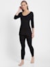 Women's Super Combed Cotton Rich Three Quarter Sleeve Thermal Top with Stay Warm Technology - Black