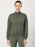 Women's Super Combed Cotton French Terry Drop Shoulder Styled Jacket with Ribbed Cuff and Hem - Beetle