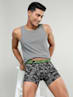 Men's Microfiber Mesh Elastane Stretch Printed Trunk with Breathable Mesh and Stay Dry Technology - Black print