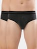 Men's Super Combed Cotton Solid Brief with Stay Fresh Properties - Black Melange(Pack of 2)