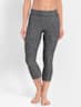 Women's Tactel Microfiber Elastane Stretch Slim Fit Capri with Broad Waistband and Stay Dry Technology - Black Melange