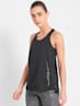 Women's Microfiber Fabric Graphic Printed Racerback Styled Tank Top with Stay Dry Treatment - Black