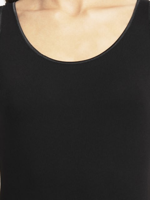 Women's Super Combed Cotton Elastane Stretch Inner Tank Top With Stay Fresh Treatment - Black