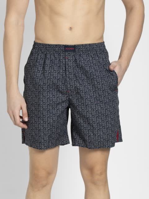 Men's Super Combed Mercerized Cotton Woven Printed Boxer Shorts with Side Pocket - Assorted Prints