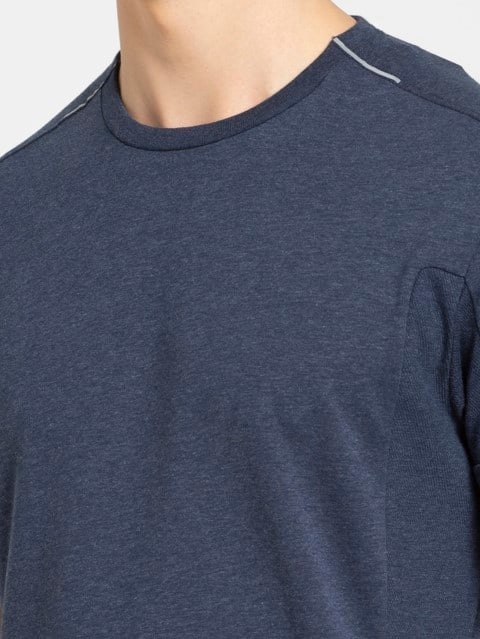 Round Neck Half Sleeve T-Shirt for Men - Navy Melange