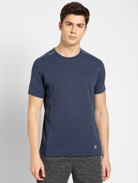Round Neck Half Sleeve T-Shirt for Men - Navy Melange