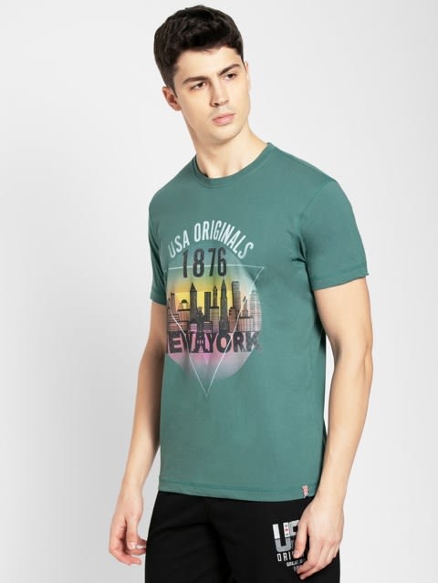 Green Spruce Crew neck Graphic T-shirt