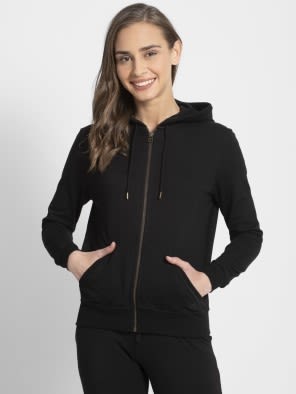 Super Combed Cotton French Terry Fabric Hoodie Jacket with Side Pockets