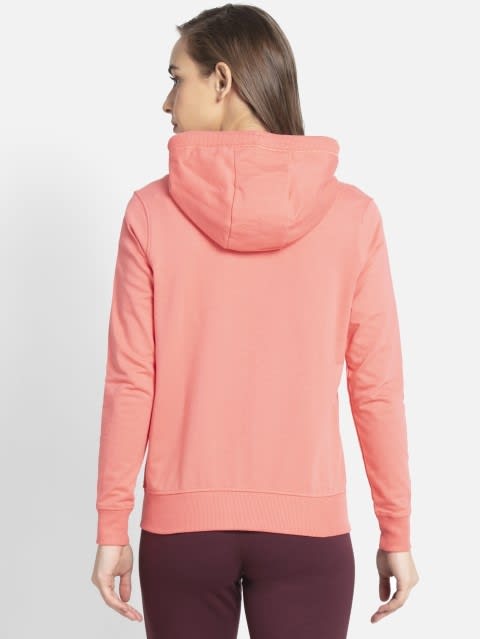 Women's Super Combed Cotton French Terry Fabric Hoodie Jacket with Side Pockets - Blush Pink