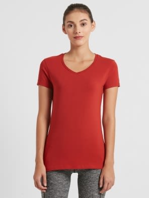 Red Wood V-neck Tee