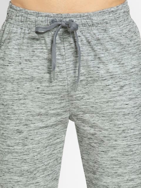 Men's Super Combed Cotton Rich Slim Fit Trackpants with Zipper Pockets and Stay Fresh Treatment - Cool Grey Melange