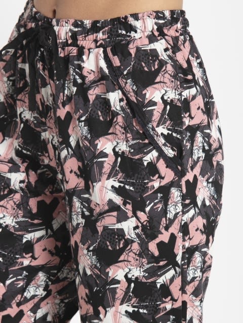 Ultra-soft Pyjama for Women with Side Pocket & Drawstring - Black Assorted Prints