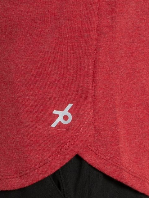 Men's Super Combed Cotton Blend Solid Low Neck Tank Top With Breathable Mesh and Stay Fresh Treatment - Bric Red Melange