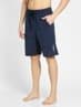 Regular Fit Shorts for Men with Drawstring Closure - Navy Snow Melange