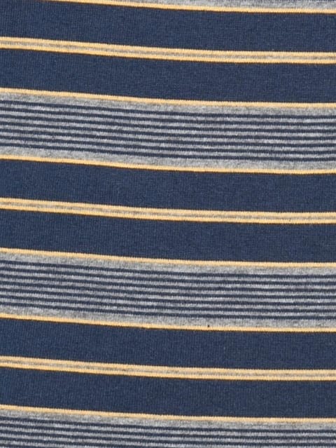 Men's Super Combed Cotton Rich Striped Round Neck Half Sleeve T-Shirt - Ink Blue & Midgrey