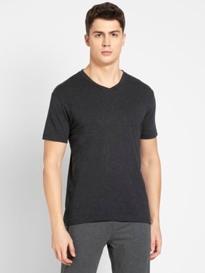 Black Melange V-Neck T-shirt