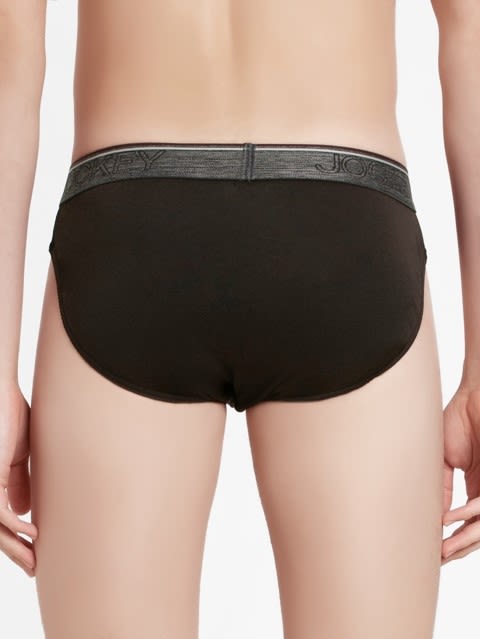 Men's Super Combed Cotton Rib Solid Brief with Ultrasoft Waistband - Brown