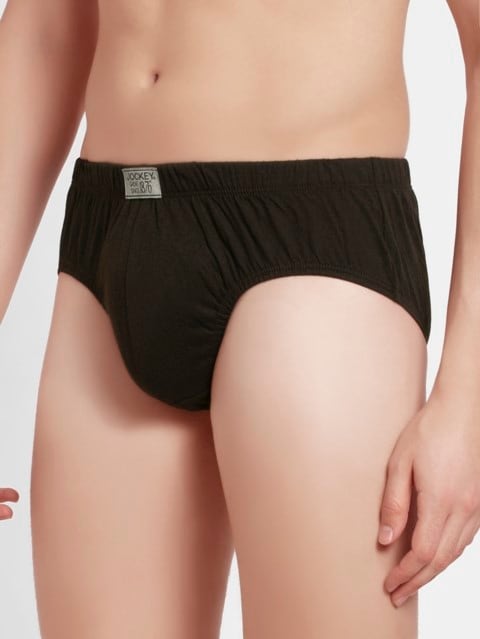Men's Super Combed Cotton Solid Poco Brief with Ultrasoft Concealed Waistband - Brown