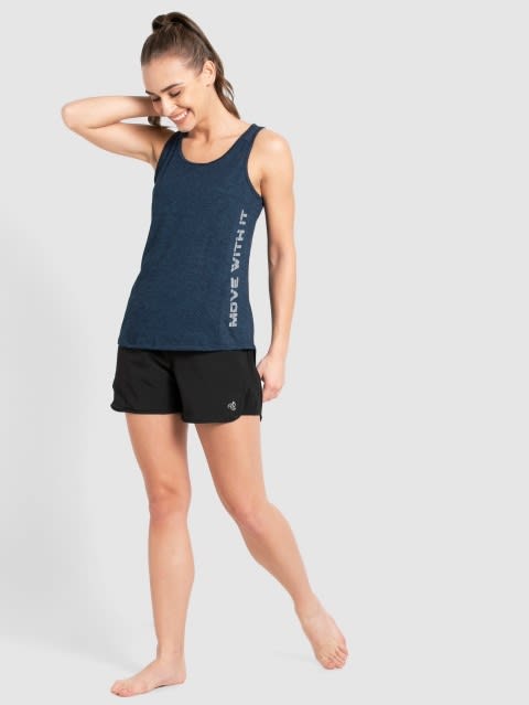 Women's Microfiber Fabric Graphic Printed Tank Top With Breathable Mesh and Stay Dry Treatment - Cosmic Sapphire