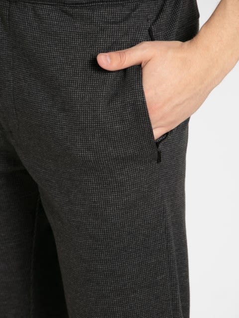 Men's Super Combed Cotton Rich Elastane Stretch Slim Fit Solid All Day Pants with Pockets - Black