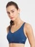 Women's Wirefree Padded Tactel Nylon Elastane Stretch Full Coverage Optional Cross Back Styling Sports Bra with Stay Dry Treatment - Poseidon