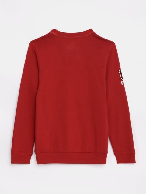 Boy's Super Combed Cotton Rich Graphic Printed Sweatshirt with Ribbed Cuff - Cherry Cobbler