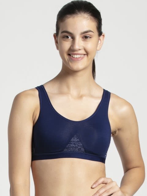 Imperial Blue Assorted Prints Slip On Active Bra