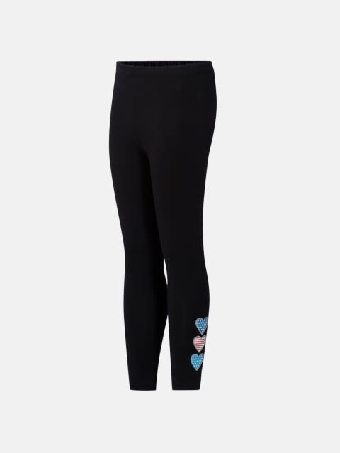 Leggings for Girls with Concealed Elastic Waistband - Black
