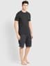 Men's Super Combed Cotton Rich Solid Round Neck Half Sleeve T-Shirt - Black Melange