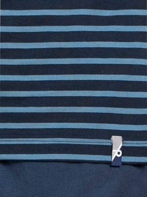 Striped Round Neck Half Sleeve T-Shirt for Men - Navy & Steller