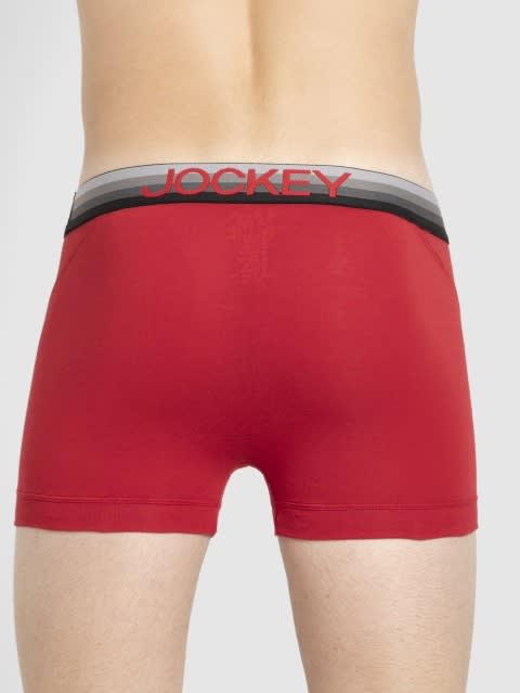 Men's Super Combed Cotton Elastane Stretch Solid Trunk with Ultrasoft Waistband - Chilli Pepper