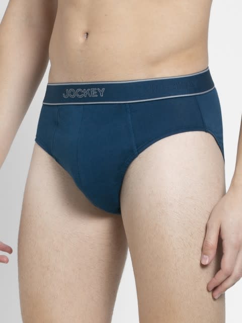 Men's Super Combed Cotton Solid Brief with Stay Fresh Properties - Poseidon(Pack of 2)
