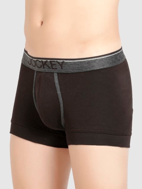 Men's Super Combed Cotton Rib Solid Trunk with Ultrasoft Waistband - Brown