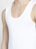 Deep Round Neck Sleeveless Vest with Wider Straps - White