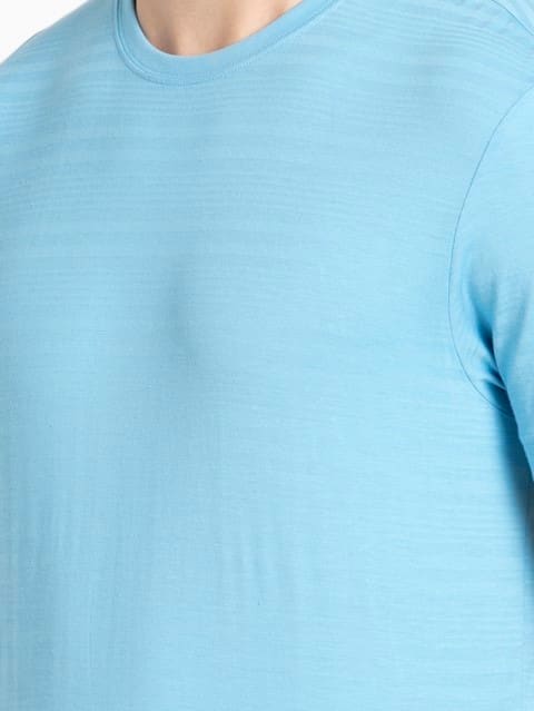 Men's Super Combed Supima Cotton Solid Round Neck Half Sleeve T-Shirt - Alaskan Blue