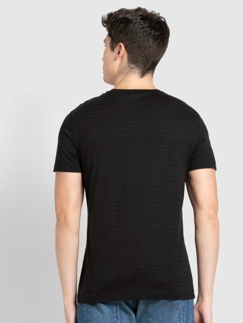 Men's Super Combed Supima Cotton Solid Round Neck Half Sleeve T-Shirt - Black