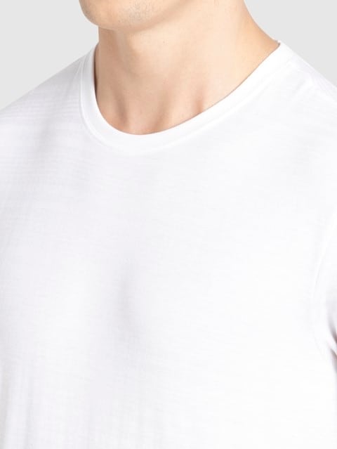 Men's Super Combed Supima Cotton Solid Round Neck Half Sleeve T-Shirt - White