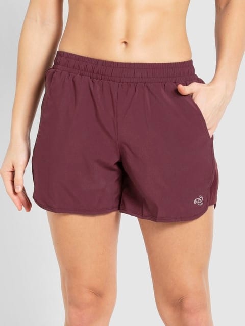 Women's Lightweight Microfiber Fabric Straight Fit Shorts with Zipper Pockets and Stay Fresh Treatment - Wine Tasting