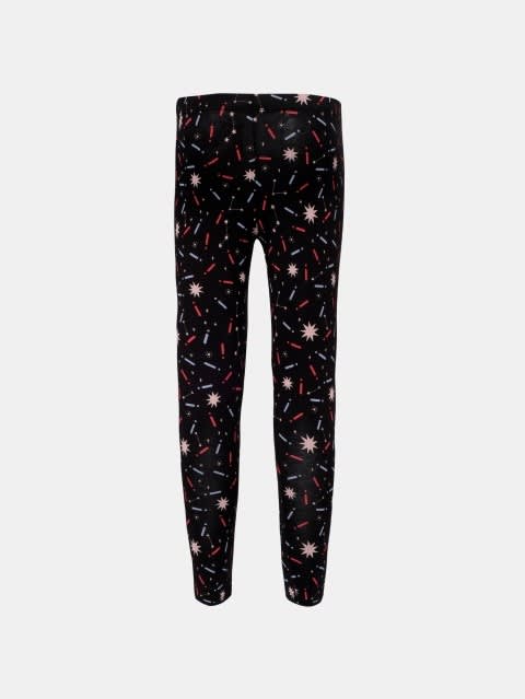 Leggings for Girls with Concealed Elastic Waistband - Black Printed