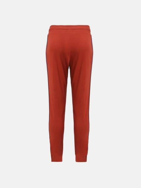 Boy's Super Combed Cotton Rich Solid Trackpants with Side Pockets and Contrast Side Taping - Cinnabar