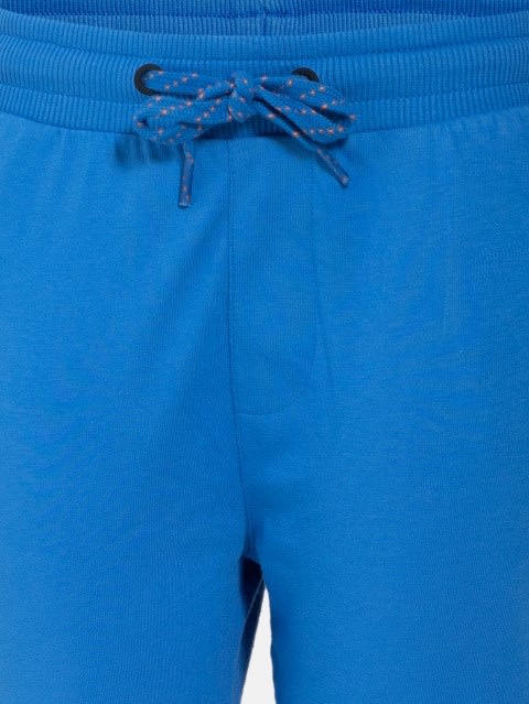 Boy's Super Combed Cotton Rich Solid Trackpants with Side Pockets and Contrast Side Taping - Palace Blue