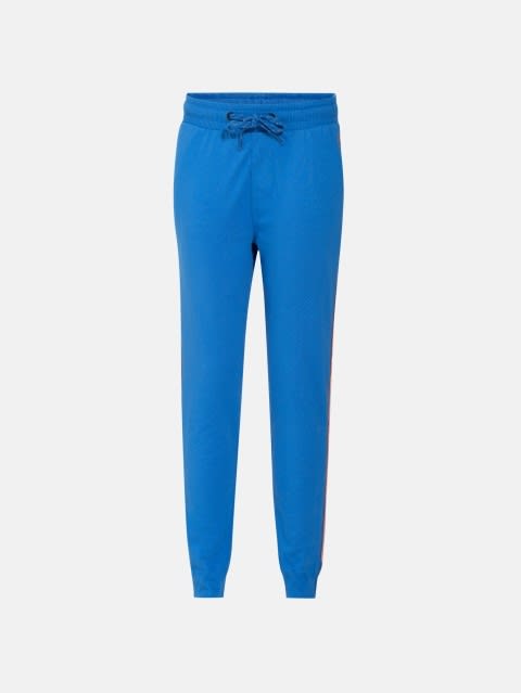 Boy's Super Combed Cotton Rich Solid Trackpants with Side Pockets and Contrast Side Taping - Palace Blue