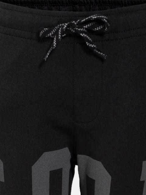 Printed Joggers for Boys with Drawstring Closure - Black