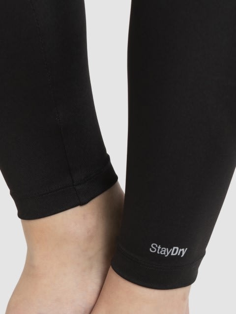 Snug Fit Solid Color Leggings without Pocket & Elasticated Waistband - Black