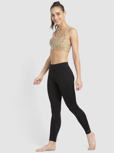 Snug Fit Solid Color Leggings without Pocket & Elasticated Waistband - Black