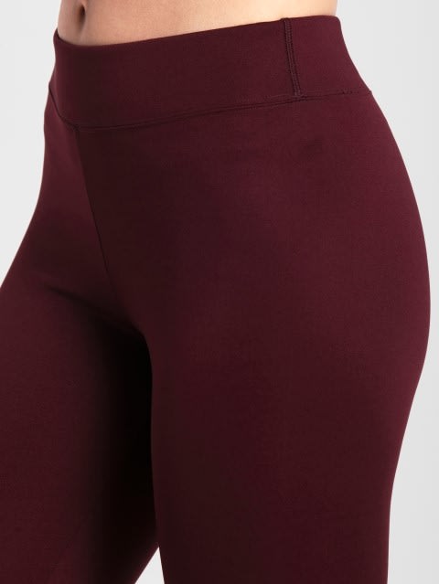 Women's Microfiber Elastane Stretch Performance Leggings with Broad Waistband and Stay Dry Technology - Wine Tasting